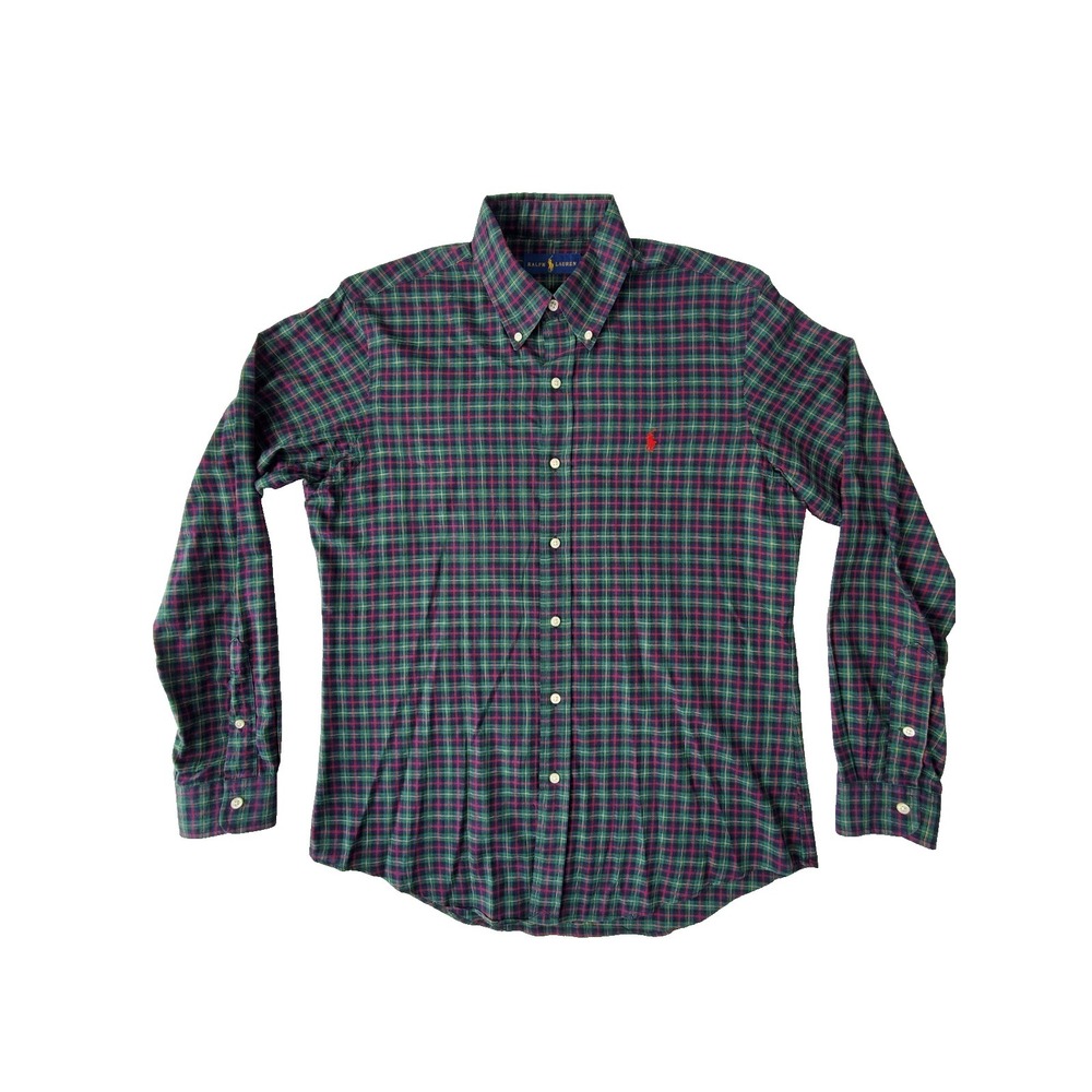 Ralph Lauren Plaid‎ Button Down Shirt Men's M Green Red Navy